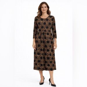MASAI Elegant Leopard Print Midi Dress NWT